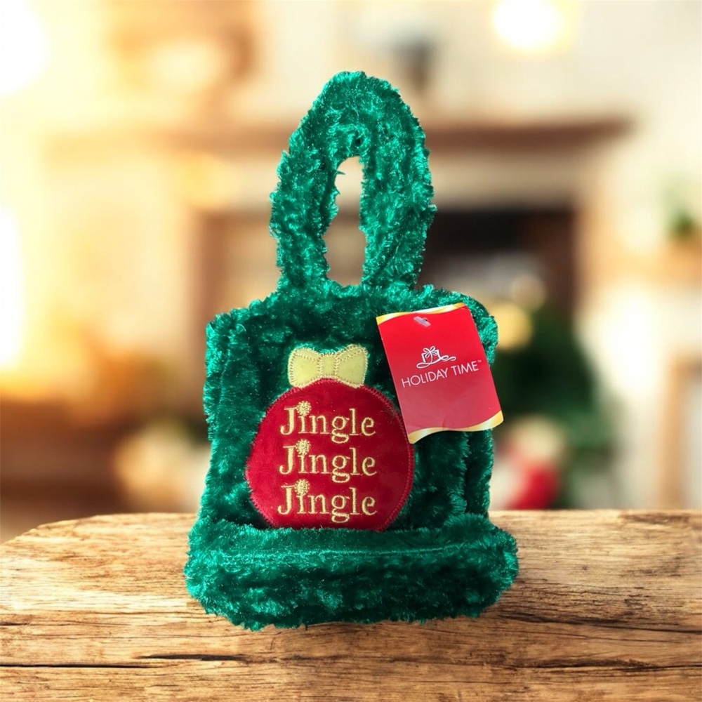 Holiday Time Green Plush Tote